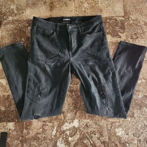 Express distressed black jean